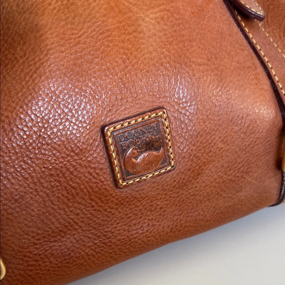 Dooney & Bourke Brown Leather Satchel with Gold Accents - Picture 2 of 9